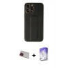 MARSİLYAN™- iPhone 13 Pro Max Kılıf Akış Doku - Siyah Bilvis 5in1 3D Magic Cam Ekran Koruyucu + Kırmızı Rainbow Kamera Lens Koruma Cam