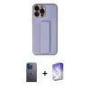 MARSİLYAN™- iPhone 13 Pro Max Kılıf Akış Doku - Siyah Bilvis 5in1 3D Magic Cam Ekran Koruyucu + Neon Fosforlu Kamera Lens - MI