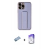 MARSİLYAN™- iPhone 13 Pro Max Kılıf Akış Doku - Siyah Bilvis 5in1 3D Magic Cam Ekran Koruyucu + Shine Kamera Lens Koruma Cam - MI