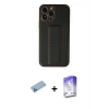 MARSİLYAN™- iPhone 13 Pro Max Kılıf Akış Doku - Siyah Bilvis 5in1 3D Magic Cam Ekran Koruyucu + Shine Kamera Lens Koruma Cam - MI