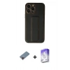 MARSİLYAN™- iPhone 13 Pro Max Kılıf Akış Doku - Siyah Bilvis 5in1 3D Magic Cam Ekran Koruyucu + Metal Kamera Lens Koruma Cam - KI