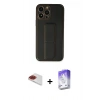 MARSİLYAN™- iPhone 13 Pro Max Kılıf Akış Doku - Siyah Bilvis 5in1 3D Magic Cam Ekran Koruyucu + Pers Alüminyum Kamera Lens - KI