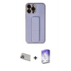 MARSİLYAN™- iPhone 13 Pro Max Kılıf Akış Doku - Siyah Bilvis 5in1 3D Magic Cam Ekran Koruyucu + Rainbow Kamera Lens Koruma Cam - MR