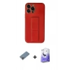 MARSİLYAN™- iPhone 13 Pro Max Kılıf Akış Doku - Siyah Bilvis 5in1 5D Magic Hayalet Cam Ekran Koruyucu + Mor Metal Kamera Lens Koruma Cam