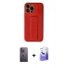 MARSİLYAN™- iPhone 13 Pro Max Kılıf Akış Doku - Siyah Bilvis 5in1 5D Magic Hayalet Cam Ekran Koruyucu + Neon Fosforlu Kamera Lens - BZ