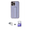 MARSİLYAN™- iPhone 13 Pro Max Kılıf Akış Doku - Siyah Bilvis 5in1 5D Magic Hayalet Cam Ekran Koruyucu + Pers Alüminyum Kamera Lens - SABE