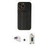MARSİLYAN™- iPhone 13 Pro Max Kılıf Akış Doku - Siyah Bilvis Hayalet Cam Ekran Koruyucu + Pers Alüminyum Kamera Lens - GI