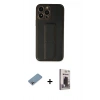 MARSİLYAN™- iPhone 13 Pro Max Kılıf Akış Doku - Siyah Bilvis Hayalet Cam Ekran Koruyucu + Shine Kamera Lens Koruma Cam - GI