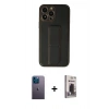 MARSİLYAN™- iPhone 13 Pro Max Kılıf Akış Doku - Siyah Bilvis Hayalet Cam Ekran Koruyucu + Neon Fosforlu Kamera Lens - MI