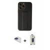 MARSİLYAN™- iPhone 13 Pro Max Kılıf Akış Doku - Siyah Bilvis Hayalet Cam Ekran Koruyucu + Pers Alüminyum Kamera Lens - LT