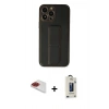 MARSİLYAN™- iPhone 13 Pro Max Kılıf Akış Doku - Siyah Bilvis Hayalet Cam Ekran Koruyucu + Pers Alüminyum Kamera Lens - KI