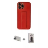 MARSİLYAN™- iPhone 13 Pro Max Kılıf Akış Doku - Siyah Bilvis Hayalet Cam Ekran Koruyucu + Rainbow Kamera Lens Koruma Cam - MR