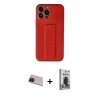 MARSİLYAN™- iPhone 13 Pro Max Kılıf Akış Doku - Siyah Bilvis Hayalet Cam Ekran Koruyucu + Rainbow Kamera Lens Koruma Cam - KI