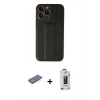 MARSİLYAN™- iPhone 13 Pro Max Kılıf Akış Doku - Siyah Bilvis Hayalet Cam Ekran Koruyucu + Renkli Kamera Lens Koruma Cam - MI