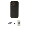 MARSİLYAN™- iPhone 13 Pro Max Kılıf Akış Doku - Siyah Bilvis Hayalet Cam Ekran Koruyucu + Renkli Kamera Lens Koruma Cam - PE