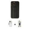 MARSİLYAN™- iPhone 13 Pro Max Kılıf Akış Doku - Siyah Bilvis Hayalet Cam Ekran Koruyucu + Shine Kamera Lens - GD