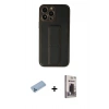 MARSİLYAN™- iPhone 13 Pro Max Kılıf Akış Doku - Siyah Bilvis Hayalet Cam Ekran Koruyucu + Shine Kamera Lens Koruma Cam - MI