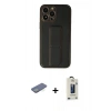 MARSİLYAN™- iPhone 13 Pro Max Kılıf Akış Doku - Siyah Bilvis Hayalet Cam Ekran Koruyucu + Renkli Kamera Lens Koruma Cam - YL