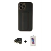 MARSİLYAN™- iPhone 13 Pro Max Kılıf Akış Doku - Siyah Joko 5D Cam + Raze Metal Kamera Lens - GD
