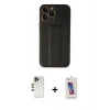 MARSİLYAN™- iPhone 13 Pro Max Kılıf Akış Doku - Siyah Joko 5D Cam + Shine Kamera Lens - GD