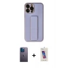 MARSİLYAN™- iPhone 13 Pro Max Kılıf Akış Doku - Siyah Joko 5D Cam + Mavi Neon Fosforlu Kamera Lens