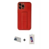 MARSİLYAN™- iPhone 13 Pro Max Kılıf Akış Doku - Siyah Joko 5D Cam + Mavi Rainbow Kamera Lens Koruma Cam