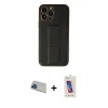 MARSİLYAN™- iPhone 13 Pro Max Kılıf Akış Doku - Siyah Joko 5D Cam + Mavi Rainbow Kamera Lens Koruma Cam