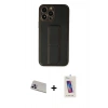 MARSİLYAN™- iPhone 13 Pro Max Kılıf Akış Doku - Siyah Joko 5D Cam + Mor Rainbow Kamera Lens Koruma Cam