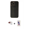 MARSİLYAN™- iPhone 13 Pro Max Kılıf Akış Doku - Siyah Joko 5D Cam + Pers Alüminyum Kamera Lens - KI