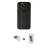 MARSİLYAN™- iPhone 13 Pro Max Kılıf Akış Doku - Siyah Joko 5D Cam + Pers Alüminyum Kamera Lens - LT