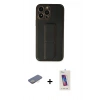MARSİLYAN™- iPhone 13 Pro Max Kılıf Akış Doku - Siyah Joko 5D Cam + Renkli Kamera Lens Koruma Cam - SI