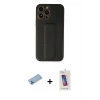 MARSİLYAN™- iPhone 13 Pro Max Kılıf Akış Doku - Siyah Joko 5D Cam + Shine Kamera Lens Koruma Cam - MI