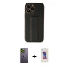 MARSİLYAN™- iPhone 13 Pro Max Kılıf Akış Doku - Siyah Joko 5D Cam + Yeşil Neon Fosforlu Kamera Lens