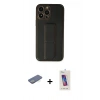 MARSİLYAN™- iPhone 13 Pro Max Kılıf Akış Doku - Siyah Joko 5D Cam + Renkli Kamera Lens Koruma Cam - YL