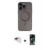MARSİLYAN™- iPhone 13 Pro Max Kılıf Akış Minimal Özel Seri - Şeffaf 360 Full Body Arka Koruyucu + Gökkuşağı Pers Alüminyum Kamera Lens