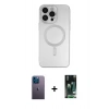 MARSİLYAN™- iPhone 13 Pro Max Kılıf Akış Minimal Özel Seri - Şeffaf 360 Full Body Arka Koruyucu + Neon Fosforlu Kamera Lens - MI