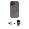 MARSİLYAN™- iPhone 13 Pro Max Kılıf Akış Minimal Özel Seri - Şeffaf 360 Full Body Arka Koruyucu + Rainbow Kamera Lens Koruma Cam - MR
