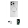 MARSİLYAN™- iPhone 13 Pro Max Kılıf Akış Minimal Özel Seri - Şeffaf 360 Full Body Arka Koruyucu + Pers Alüminyum Kamera Lens - SABE