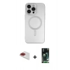 MARSİLYAN™- iPhone 13 Pro Max Kılıf Akış Minimal Özel Seri - Şeffaf 360 Full Body Arka Koruyucu + Pers Alüminyum Kamera Lens - KI