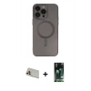 MARSİLYAN™- iPhone 13 Pro Max Kılıf Akış Minimal Özel Seri - Şeffaf 360 Full Body Arka Koruyucu + Rainbow Kamera Lens Koruma Cam - REGD