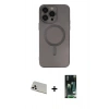 MARSİLYAN™- iPhone 13 Pro Max Kılıf Akış Minimal Özel Seri - Şeffaf 360 Full Body Arka Koruyucu + Rainbow Kamera Lens Koruma Cam - BZ