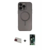 MARSİLYAN™- iPhone 13 Pro Max Kılıf Akış Minimal Özel Seri - Şeffaf 360 Full Body Arka Koruyucu + Rainbow Kamera Lens Koruma Cam - KI