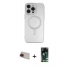 MARSİLYAN™- iPhone 13 Pro Max Kılıf Akış Minimal Özel Seri - Şeffaf 360 Full Body Arka Koruyucu + Rainbow Kamera Lens Koruma Cam - KI