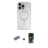 MARSİLYAN™- iPhone 13 Pro Max Kılıf Akış Minimal Özel Seri - Şeffaf 360 Full Body Arka Koruyucu + Renkli Kamera Lens Koruma Cam - YL