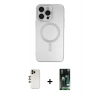 MARSİLYAN™- iPhone 13 Pro Max Kılıf Akış Minimal Özel Seri - Şeffaf 360 Full Body Arka Koruyucu + Shine Kamera Lens - GD