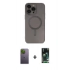 MARSİLYAN™- iPhone 13 Pro Max Kılıf Akış Minimal Özel Seri - Şeffaf 360 Full Body Arka Koruyucu + Neon Fosforlu Kamera Lens - YL