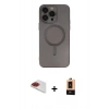 MARSİLYAN™- iPhone 13 Pro Max Kılıf Akış Minimal Özel Seri - Şeffaf Maxco Cam Ekran Koruyucu + Pers Alüminyum Kamera Lens - KI