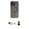 MARSİLYAN™- iPhone 13 Pro Max Kılıf Akış Minimal Özel Seri - Şeffaf Maxco Cam Ekran Koruyucu + Rainbow Kamera Lens Koruma Cam - KI