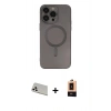 MARSİLYAN™- iPhone 13 Pro Max Kılıf Akış Minimal Özel Seri - Şeffaf Maxco Cam Ekran Koruyucu + Rainbow Kamera Lens Koruma Cam - BZ
