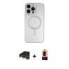 MARSİLYAN™- iPhone 13 Pro Max Kılıf Akış Minimal Özel Seri - Şeffaf Maxco Cam Ekran Koruyucu + Raze Metal Kamera Lens - GD